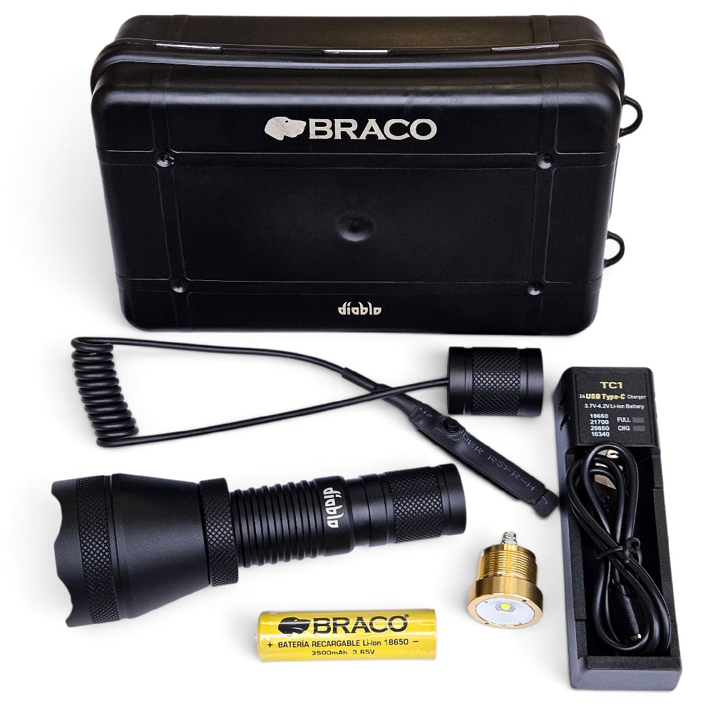 Braco_Diablo_PACK_1000px Linterna Braco Diablo V2 PACK (Rojo-Blanco) - Imagen 1